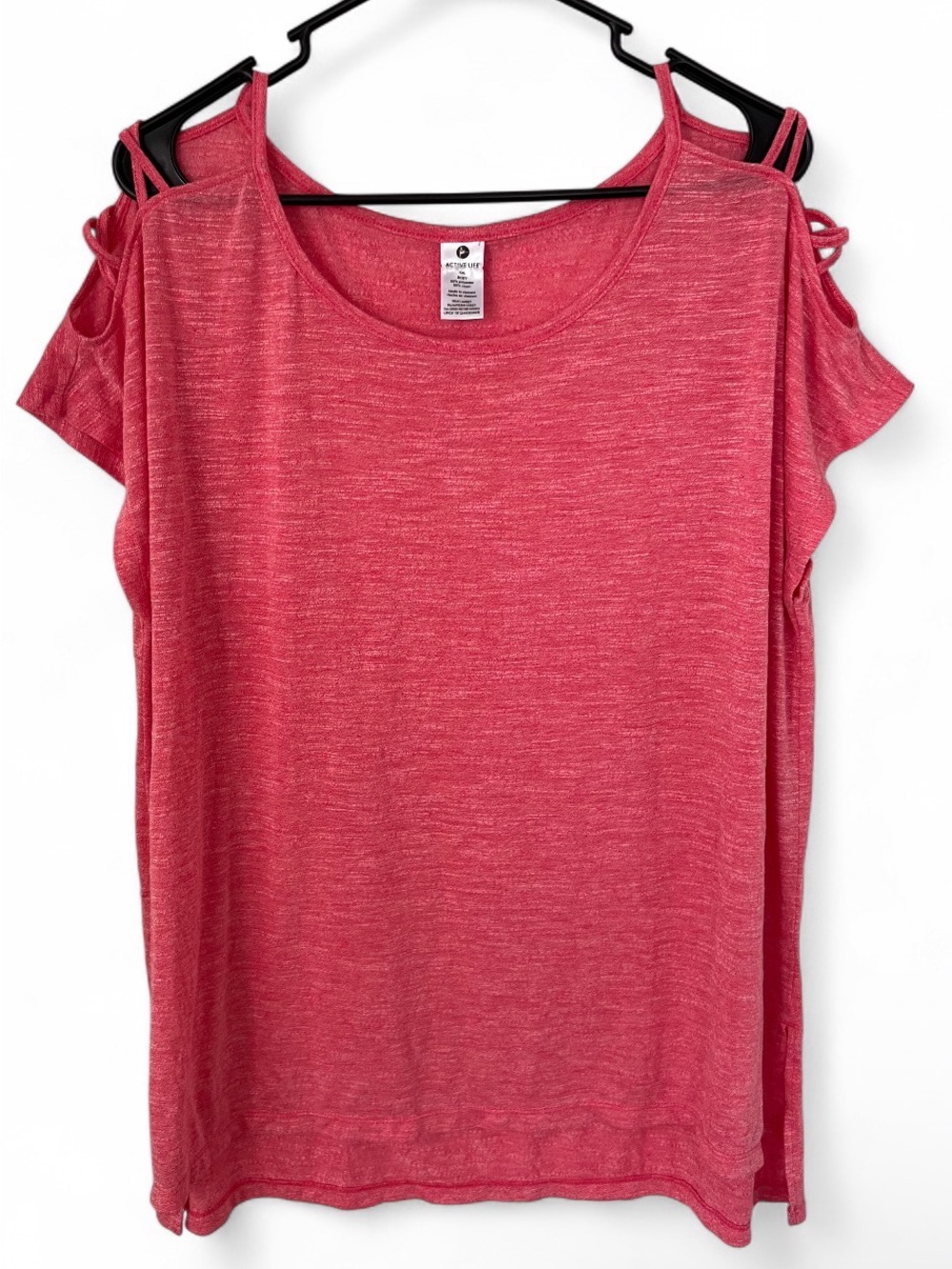 Active Life Women's Pink Cold Shoulder Tank Top